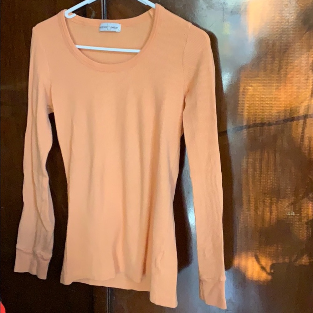 Long sleeve scoop neck peach Henley